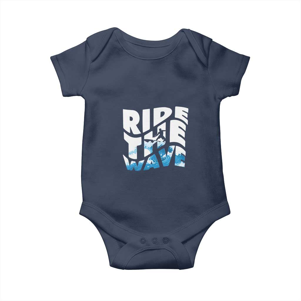 Surfing Baby Onesie Ride The Wave Surfer Boardsport Wave - Wonder Print Shop