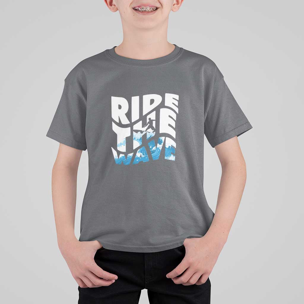 Surfing T Shirt For Kid Ride The Wave Surfer Boardsport Wave - Wonder Print Shop