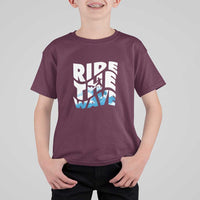 Surfing T Shirt For Kid Ride The Wave Surfer Boardsport Wave - Wonder Print Shop