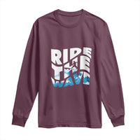 Surfing Long Sleeve Shirt Ride The Wave Surfer Boardsport Wave - Wonder Print Shop
