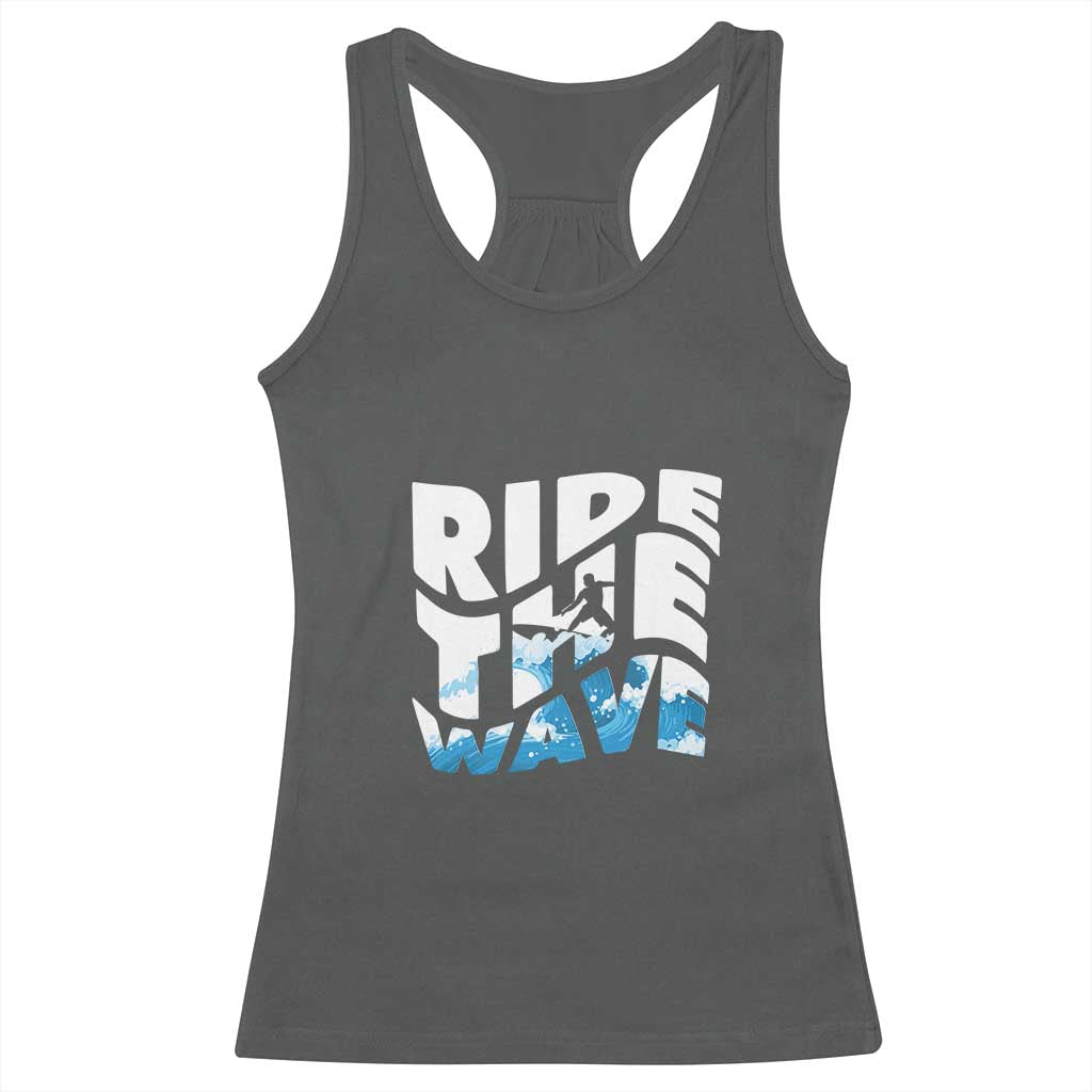 Surfing Racerback Tank Top Ride The Wave Surfer Boardsport Wave - Wonder Print Shop