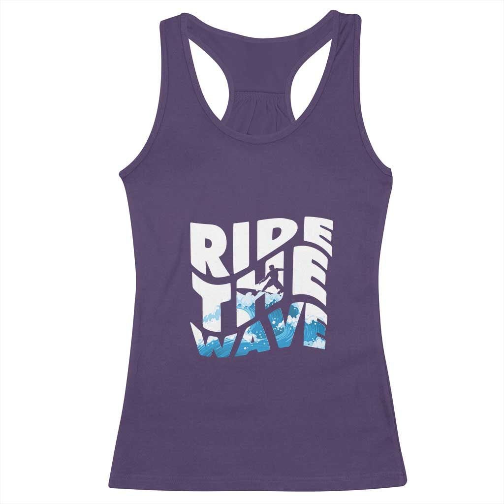 Surfing Racerback Tank Top Ride The Wave Surfer Boardsport Wave - Wonder Print Shop
