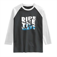 Surfing Raglan Shirt Ride The Wave Surfer Boardsport Wave - Wonder Print Shop