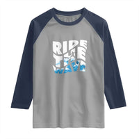 Surfing Raglan Shirt Ride The Wave Surfer Boardsport Wave - Wonder Print Shop