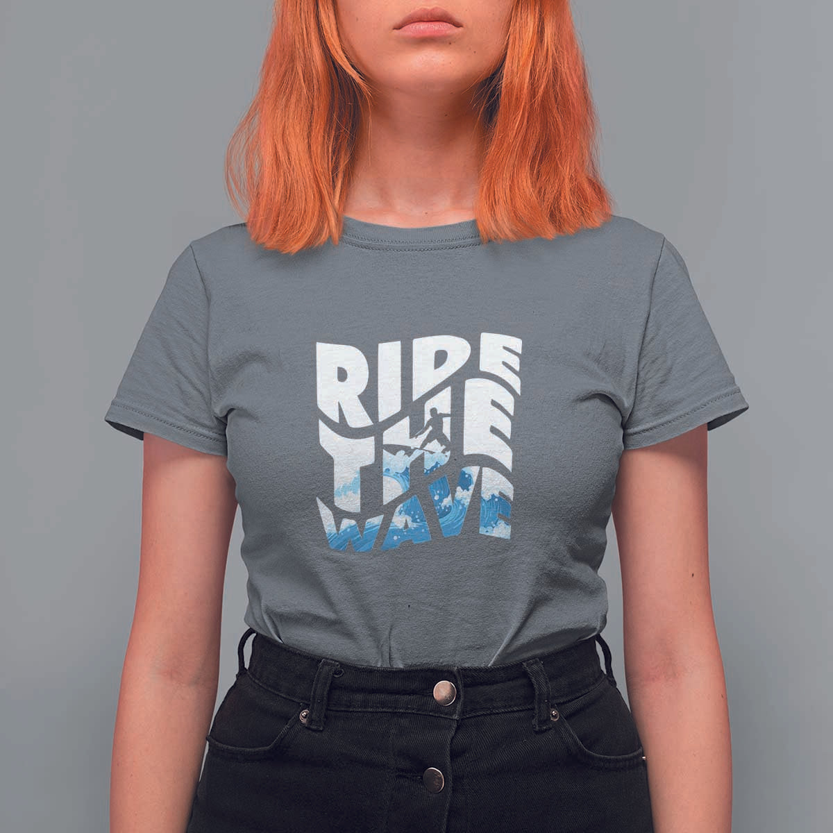 Surfing T Shirt For Women Ride The Wave Surfer Boardsport Wave - Wonder Print Shop