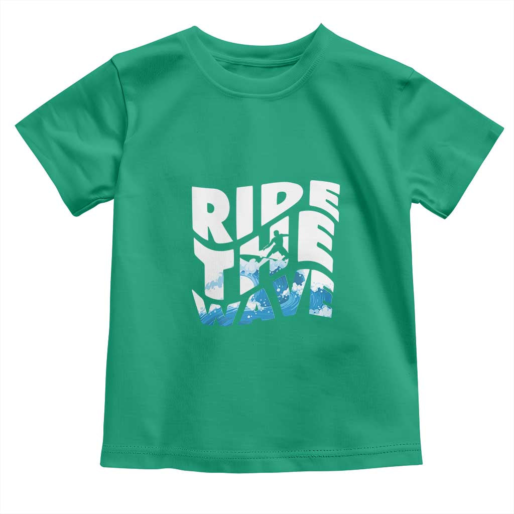 Surfing Toddler T Shirt Ride The Wave Surfer Boardsport Wave - Wonder Print Shop