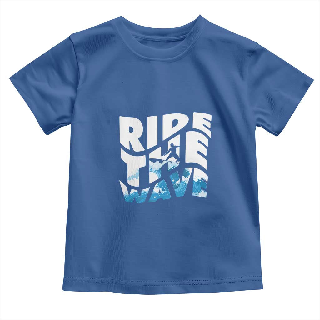 Surfing Toddler T Shirt Ride The Wave Surfer Boardsport Wave - Wonder Print Shop