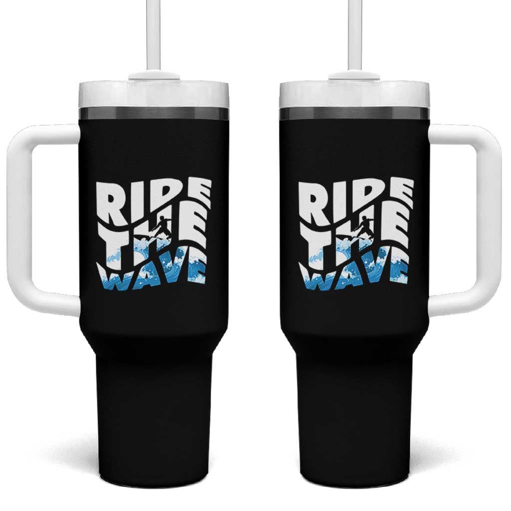 Surfing Tumbler With Handle Ride The Wave Surfer Boardsport Wave - Wonder Print Shop