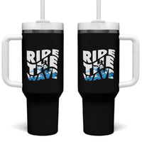 Surfing Tumbler With Handle Ride The Wave Surfer Boardsport Wave - Wonder Print Shop