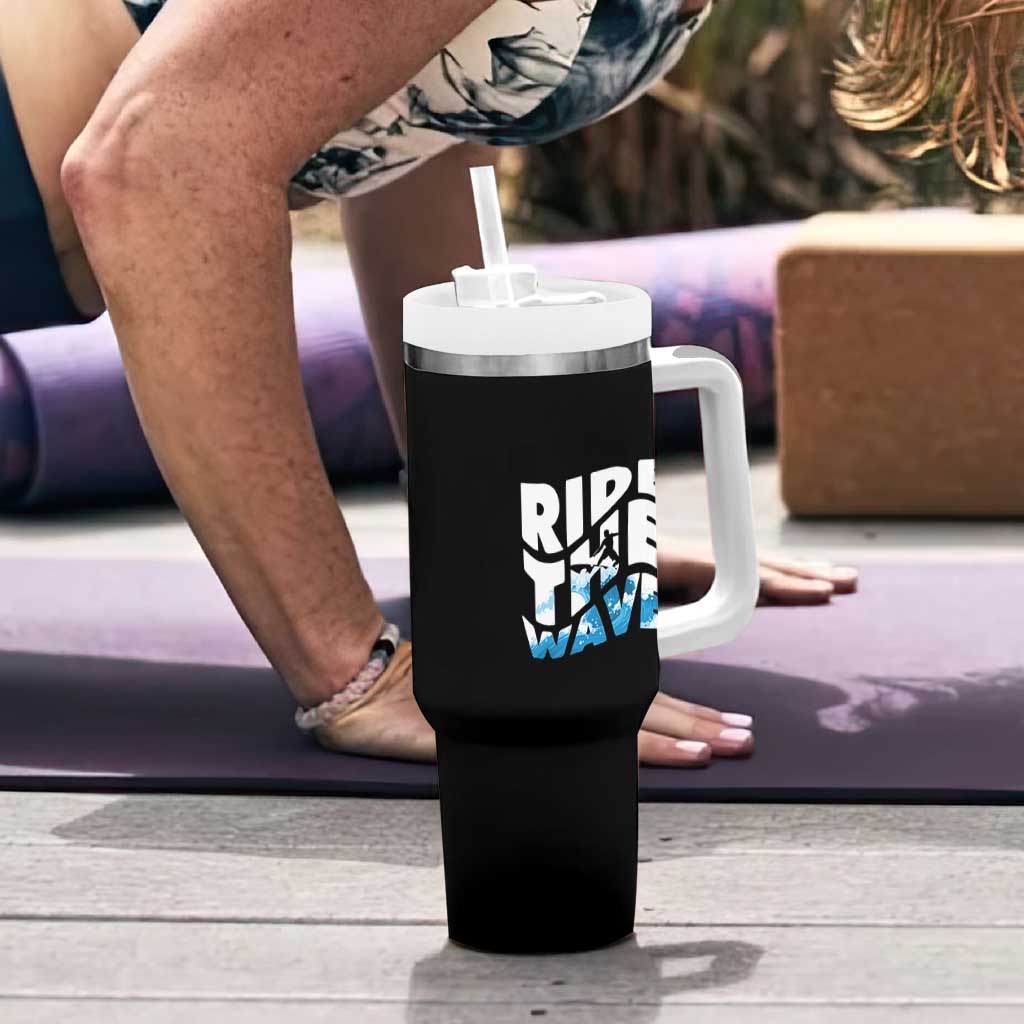 Surfing Tumbler With Handle Ride The Wave Surfer Boardsport Wave - Wonder Print Shop