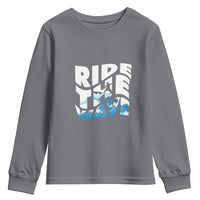 Surfing Youth Sweatshirt Ride The Wave Surfer Boardsport Wave - Wonder Print Shop