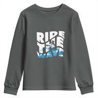 Surfing Youth Sweatshirt Ride The Wave Surfer Boardsport Wave - Wonder Print Shop