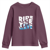 Surfing Youth Sweatshirt Ride The Wave Surfer Boardsport Wave - Wonder Print Shop