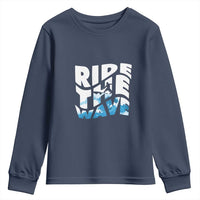 Surfing Youth Sweatshirt Ride The Wave Surfer Boardsport Wave - Wonder Print Shop