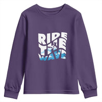 Surfing Youth Sweatshirt Ride The Wave Surfer Boardsport Wave - Wonder Print Shop