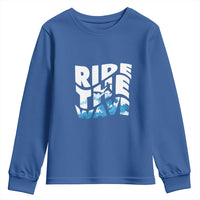 Surfing Youth Sweatshirt Ride The Wave Surfer Boardsport Wave - Wonder Print Shop