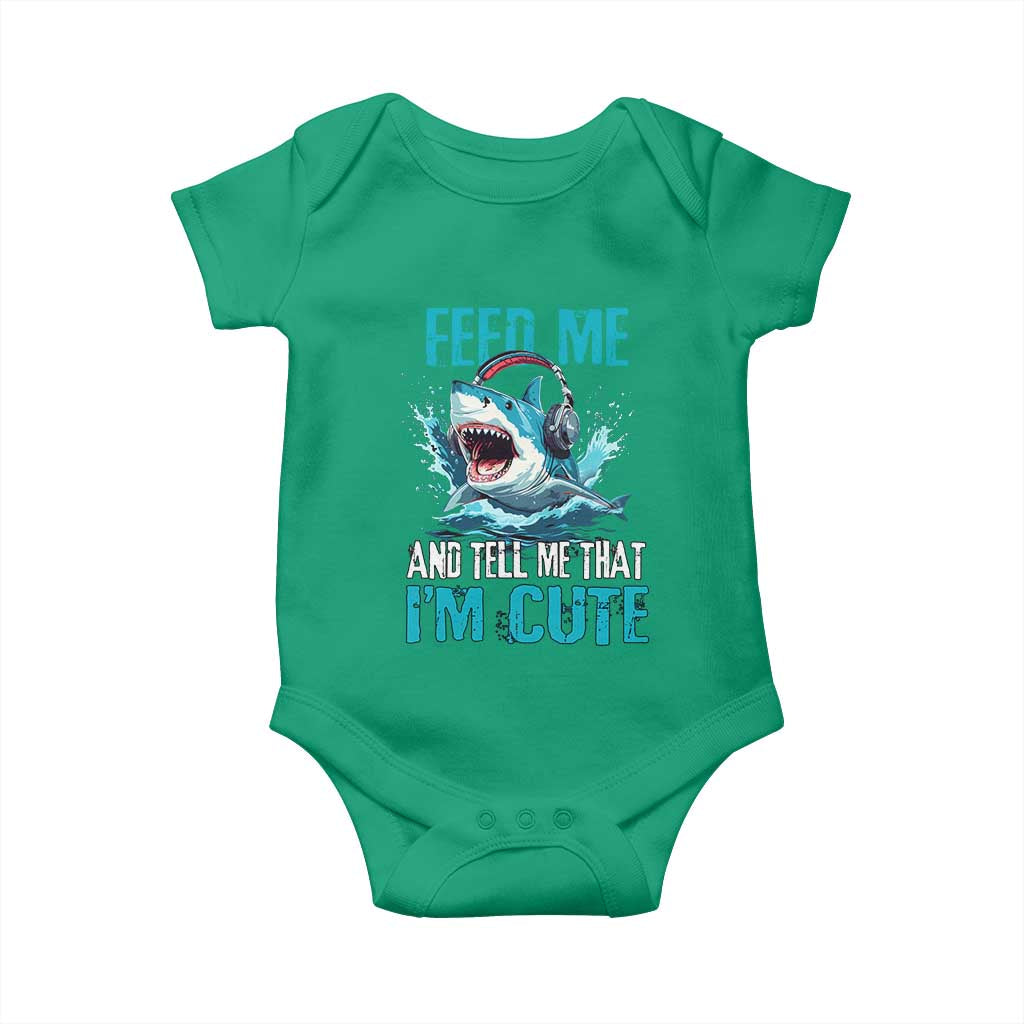 Shark Lover Baby Onesie Feed Me And Tell Me That I'm Cute Ocean - Wonder Print Shop
