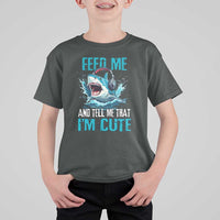 Shark Lover T Shirt For Kid Feed Me And Tell Me That I'm Cute Ocean - Wonder Print Shop