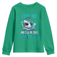 Shark Lover Youth Sweatshirt Feed Me And Tell Me That I'm Cute Ocean - Wonder Print Shop