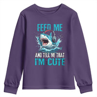 Shark Lover Youth Sweatshirt Feed Me And Tell Me That I'm Cute Ocean - Wonder Print Shop