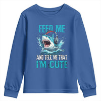 Shark Lover Youth Sweatshirt Feed Me And Tell Me That I'm Cute Ocean - Wonder Print Shop