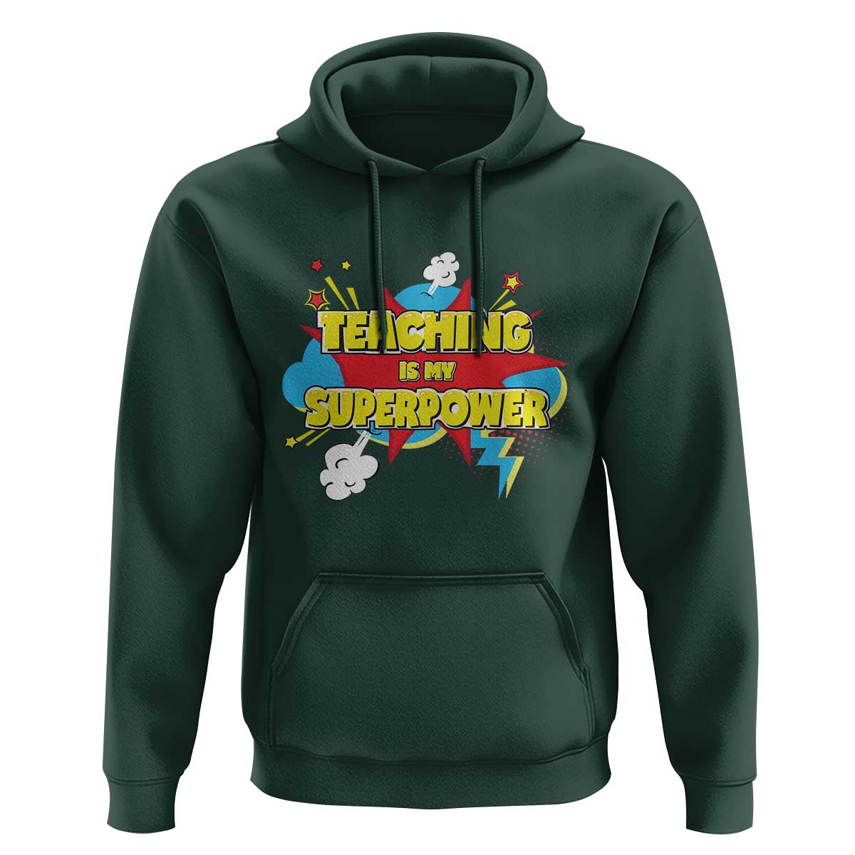 Teachers Hoodie Teaching Is My Super Power Retro Comic - Wonder Print Shop