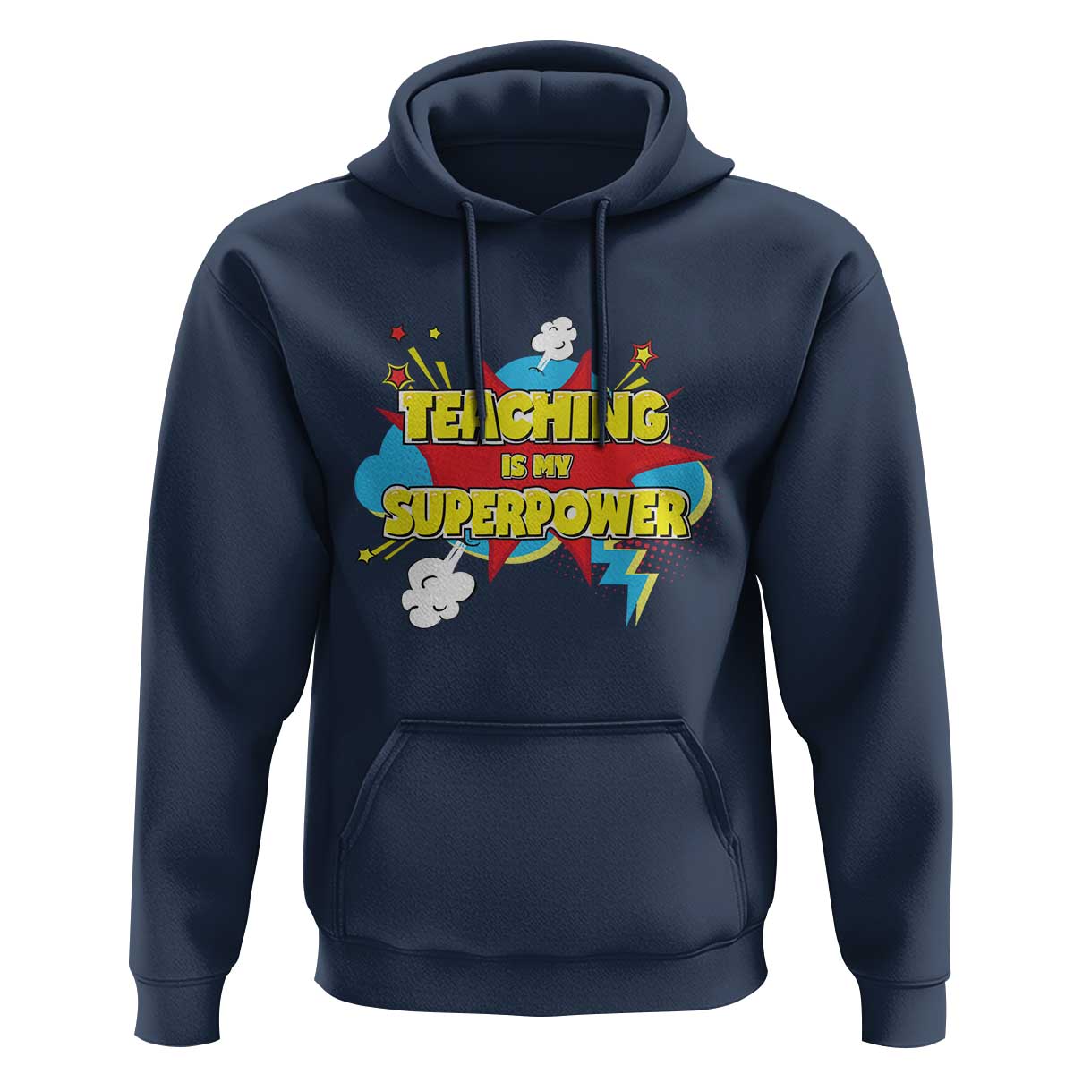 Teachers Hoodie Teaching Is My Super Power Retro Comic - Wonder Print Shop