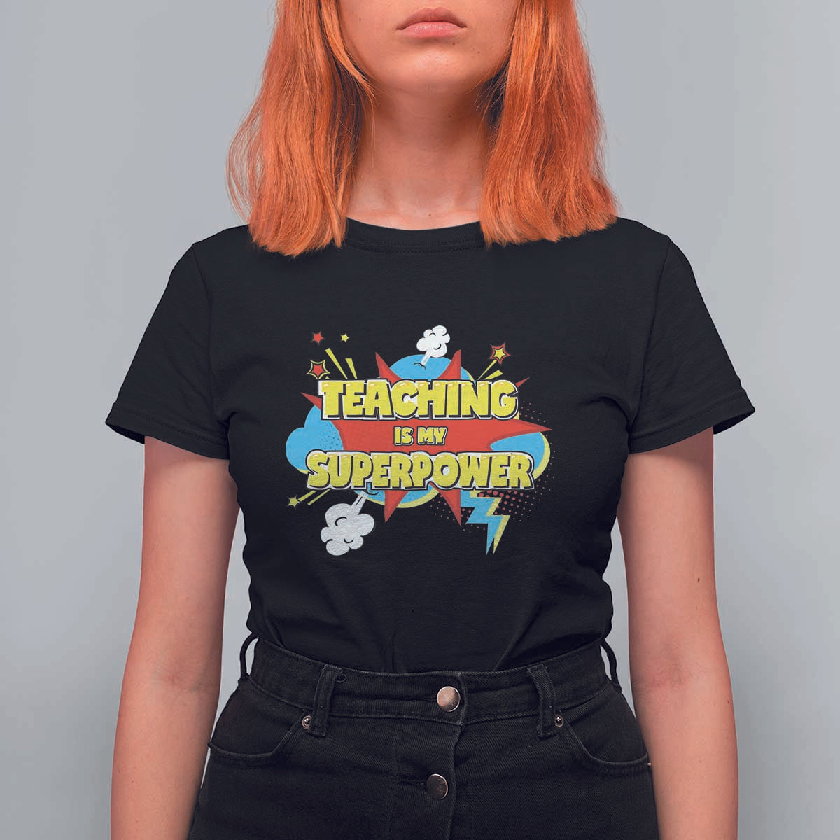 Teachers T Shirt For Women Teaching Is My Super Power Retro Comic - Wonder Print Shop