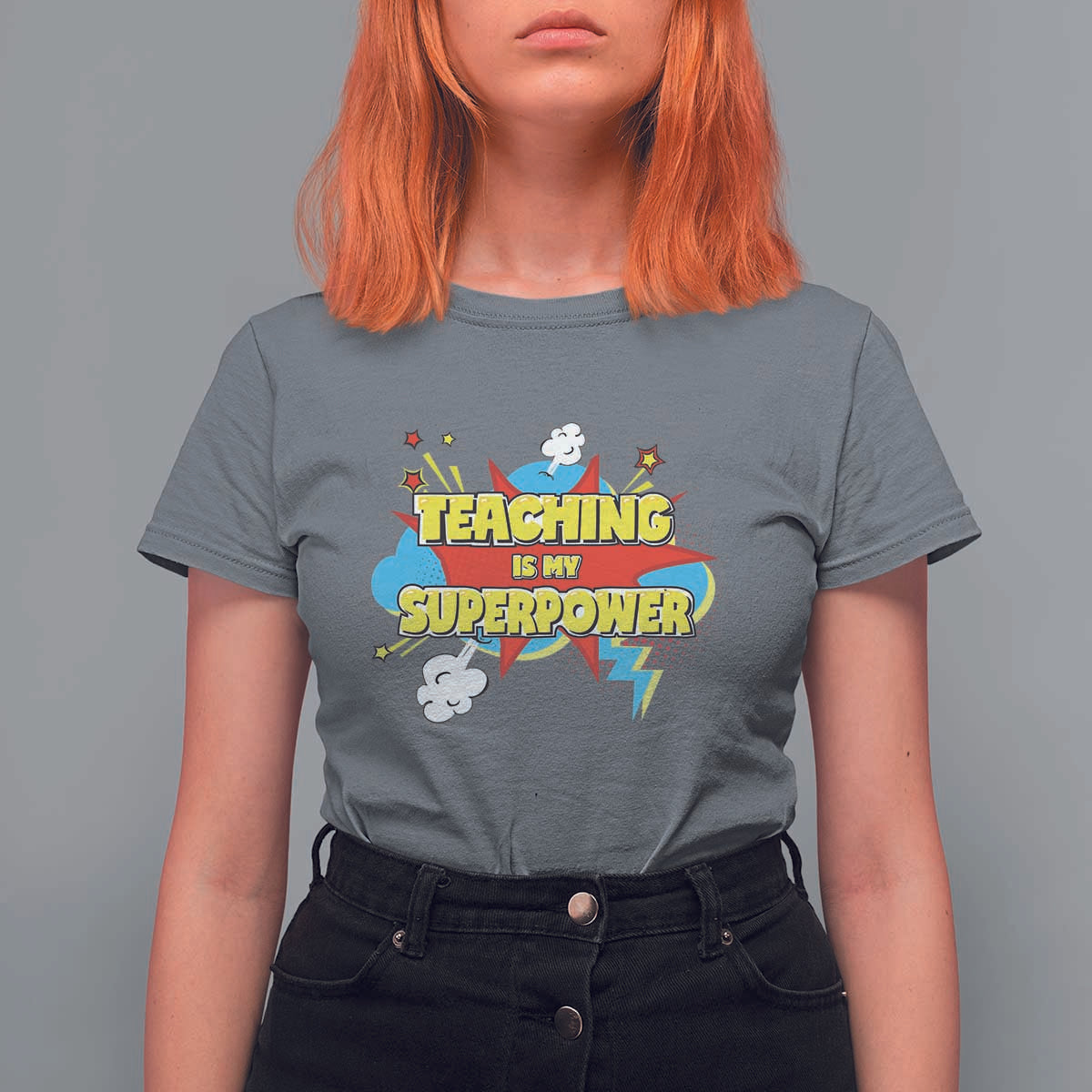 Teachers T Shirt For Women Teaching Is My Super Power Retro Comic - Wonder Print Shop