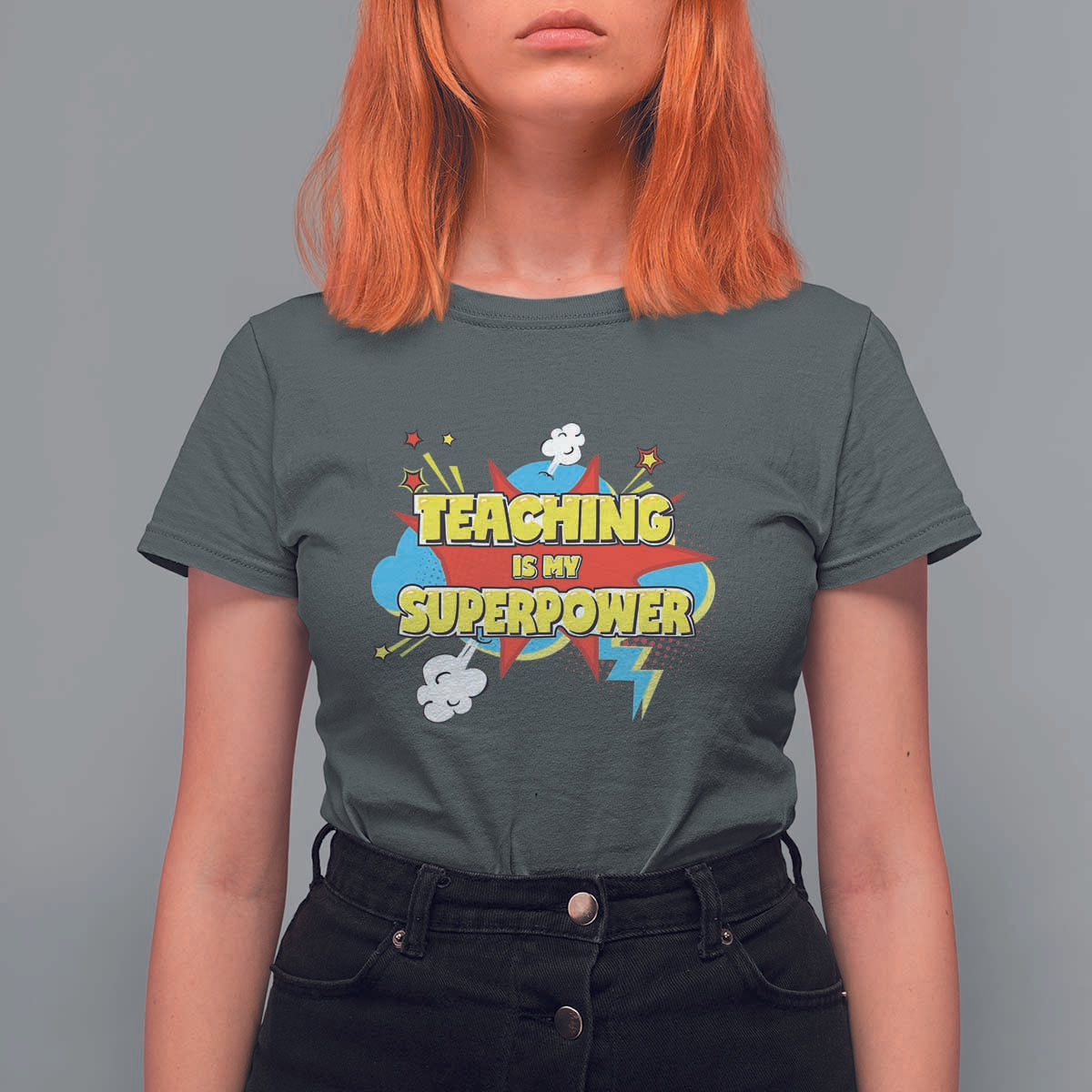 Teachers T Shirt For Women Teaching Is My Super Power Retro Comic - Wonder Print Shop