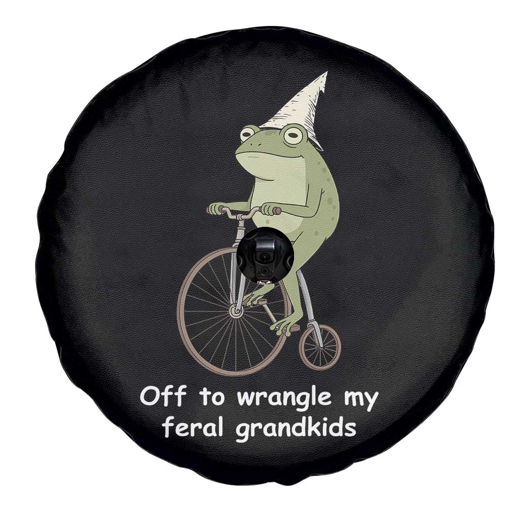 Off To Wrangle My Feral Grandkids Funny Grandparents Frog Spare Tire Cover