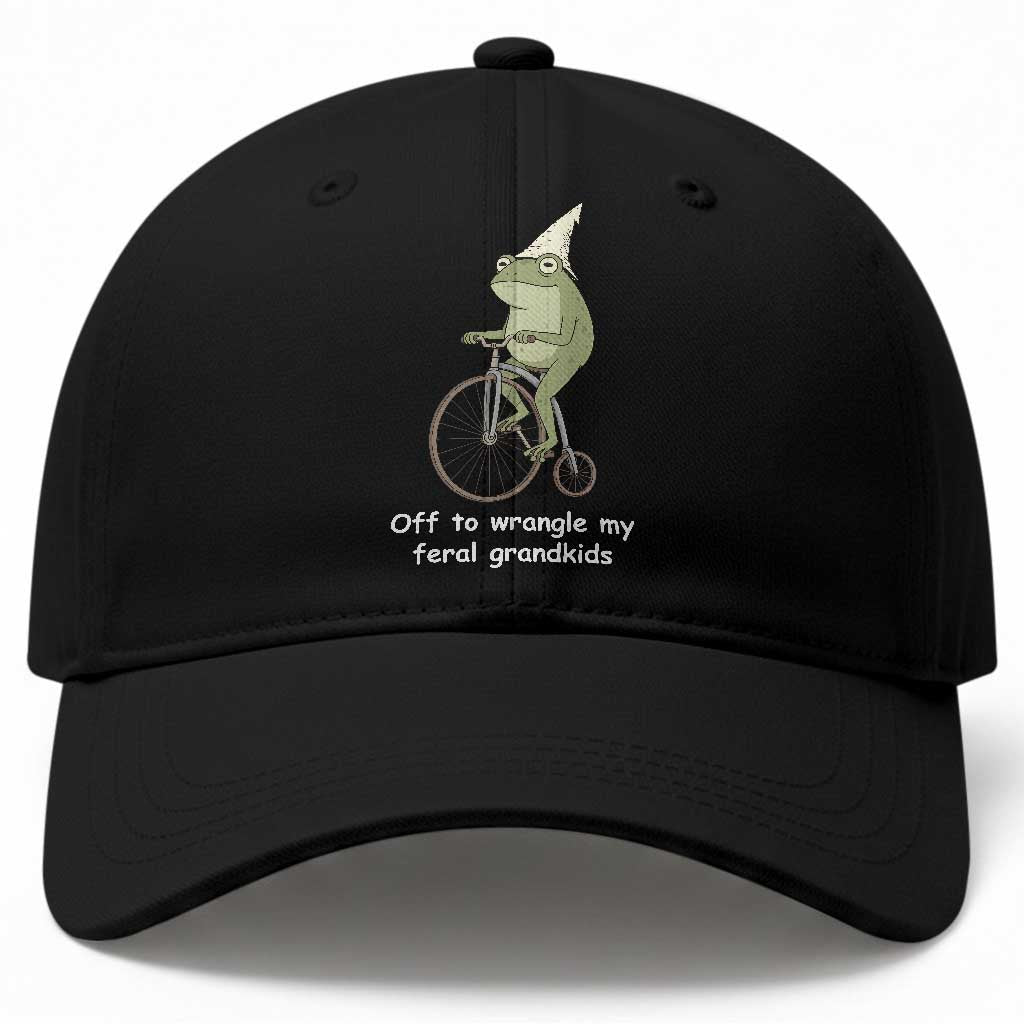 Off To Wrangle My Feral Grandkids Funny Grandparents Frog Baseball Cap