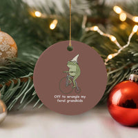 Off To Wrangle My Feral Grandkids Funny Grandparents Frog Ceramic Ornament