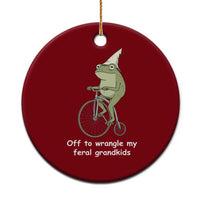 Off To Wrangle My Feral Grandkids Funny Grandparents Frog Ceramic Ornament