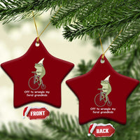 Off To Wrangle My Feral Grandkids Funny Grandparents Frog Ceramic Ornament