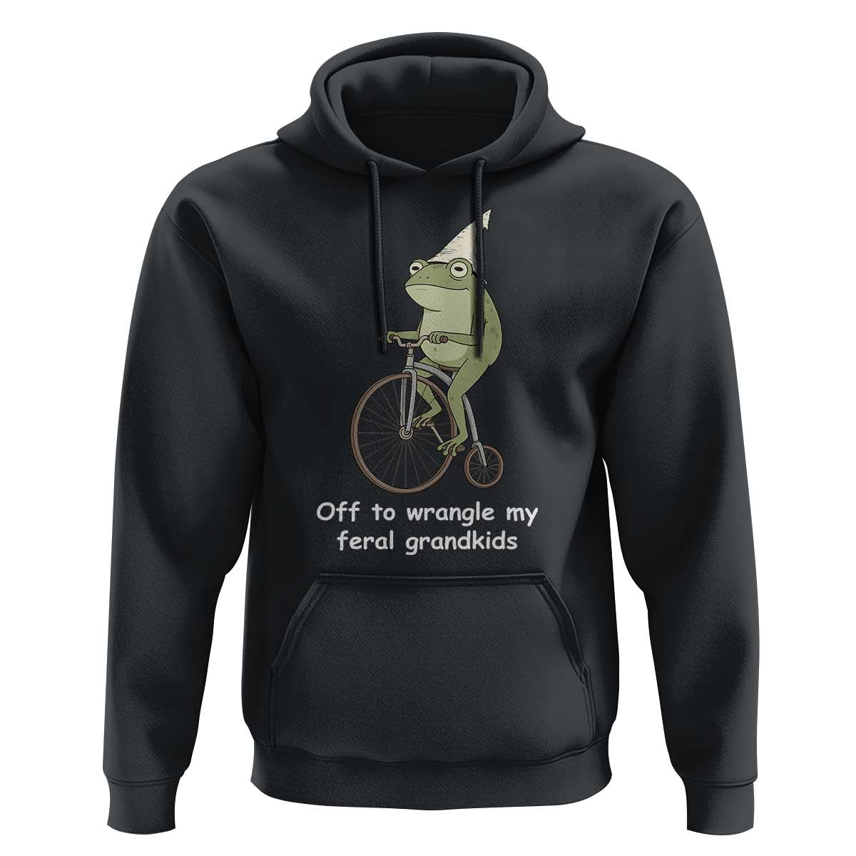 Off To Wrangle My Feral Grandkids Funny Grandparents Frog Hoodie