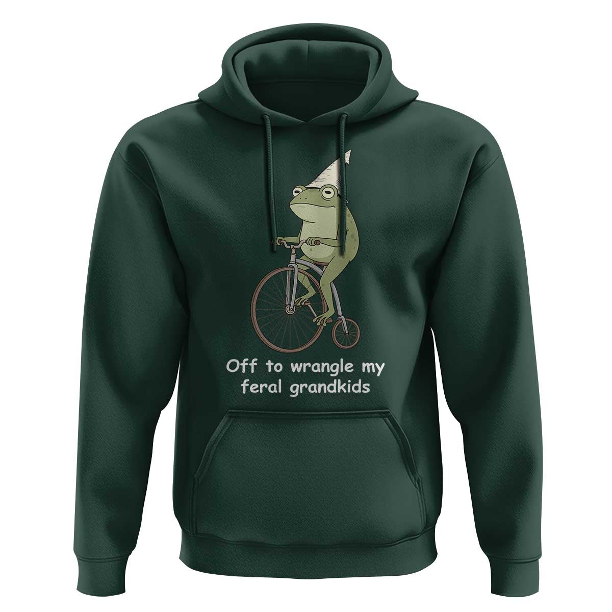 Off To Wrangle My Feral Grandkids Funny Grandparents Frog Hoodie