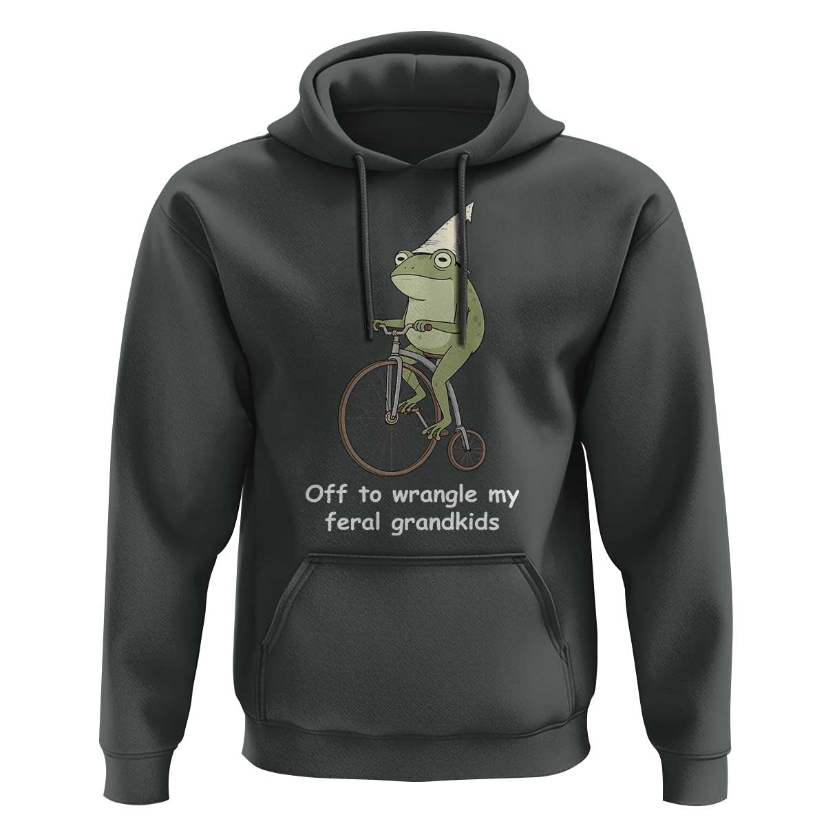 Off To Wrangle My Feral Grandkids Funny Grandparents Frog Hoodie