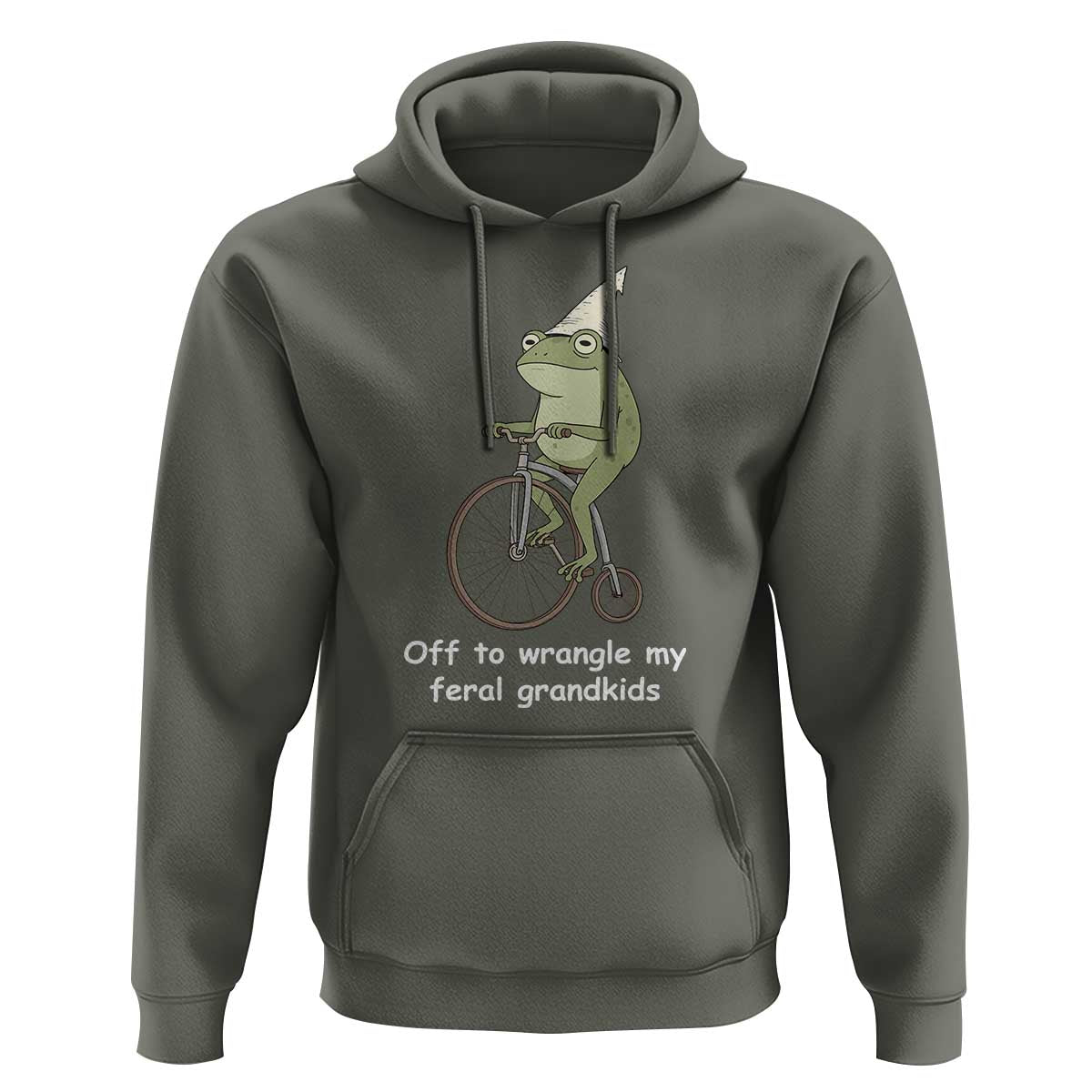 Off To Wrangle My Feral Grandkids Funny Grandparents Frog Hoodie