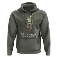 Off To Wrangle My Feral Grandkids Funny Grandparents Frog Hoodie