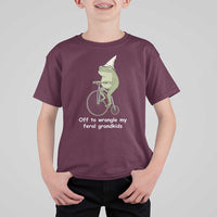 Off To Wrangle My Feral Grandkids Funny Grandparents Frog T Shirt For Kid