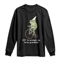 Off To Wrangle My Feral Grandkids Funny Grandparents Frog Long Sleeve Shirt