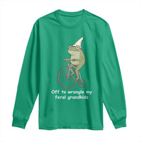 Off To Wrangle My Feral Grandkids Funny Grandparents Frog Long Sleeve Shirt
