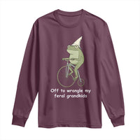 Off To Wrangle My Feral Grandkids Funny Grandparents Frog Long Sleeve Shirt
