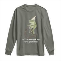 Off To Wrangle My Feral Grandkids Funny Grandparents Frog Long Sleeve Shirt
