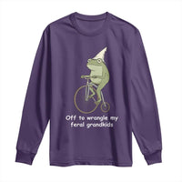 Off To Wrangle My Feral Grandkids Funny Grandparents Frog Long Sleeve Shirt