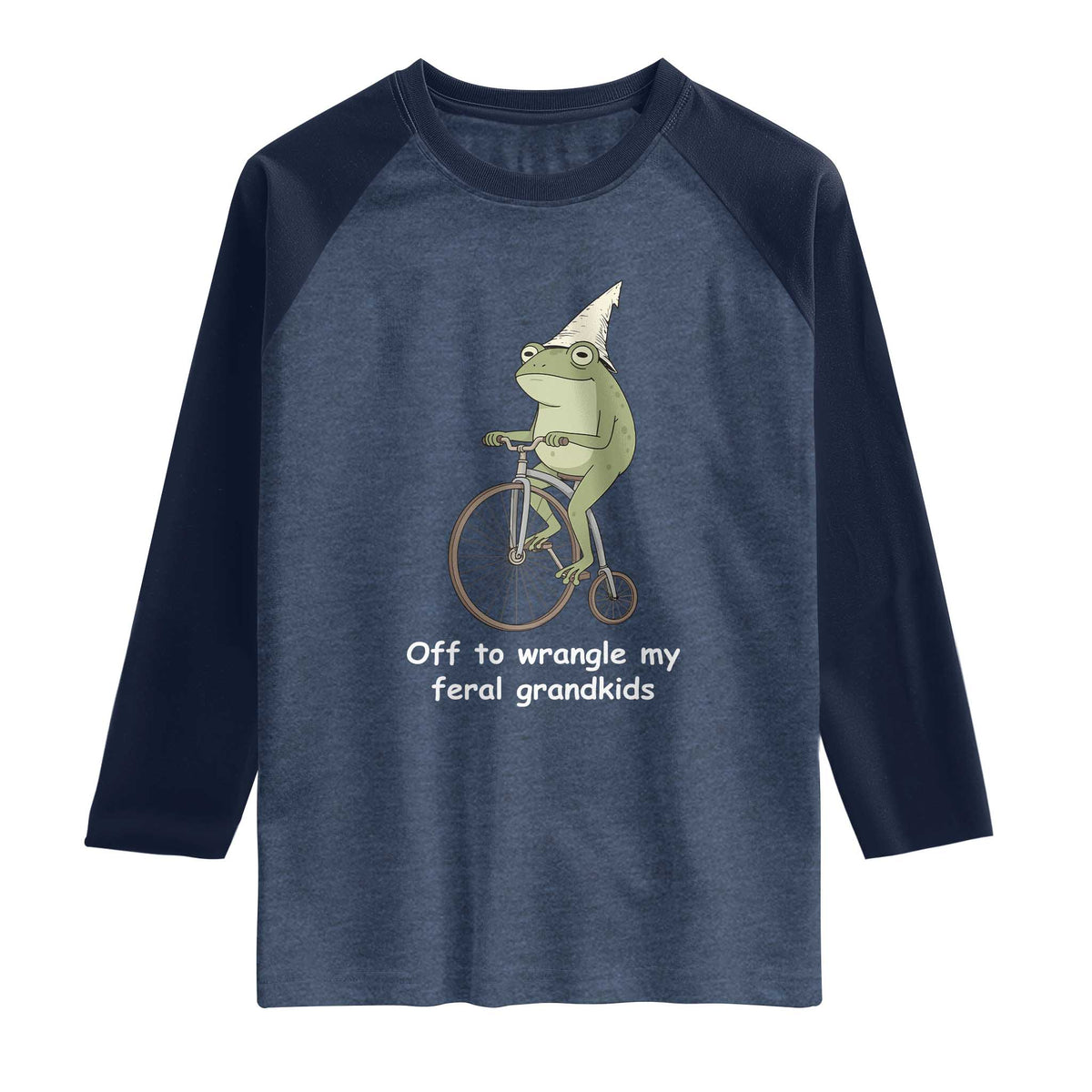 Off To Wrangle My Feral Grandkids Funny Grandparents Frog Raglan Shirt