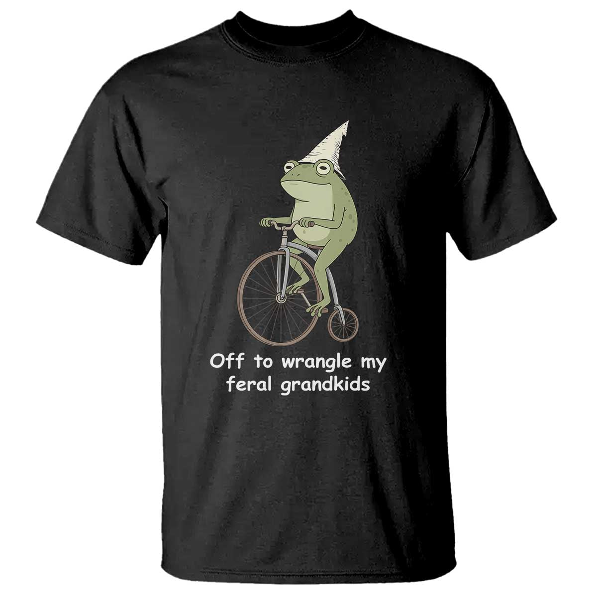 Off To Wrangle My Feral Grandkids Funny Grandparents Frog T Shirt