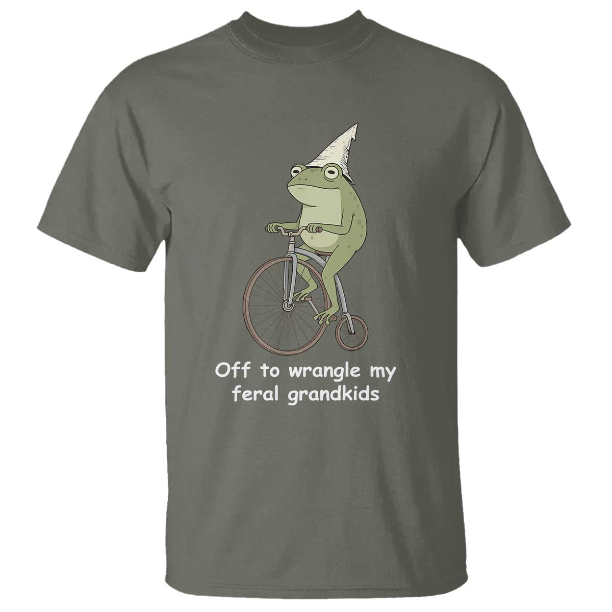 Off To Wrangle My Feral Grandkids Funny Grandparents Frog T Shirt
