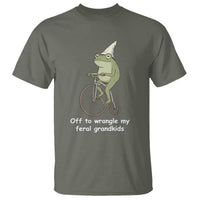 Off To Wrangle My Feral Grandkids Funny Grandparents Frog T Shirt